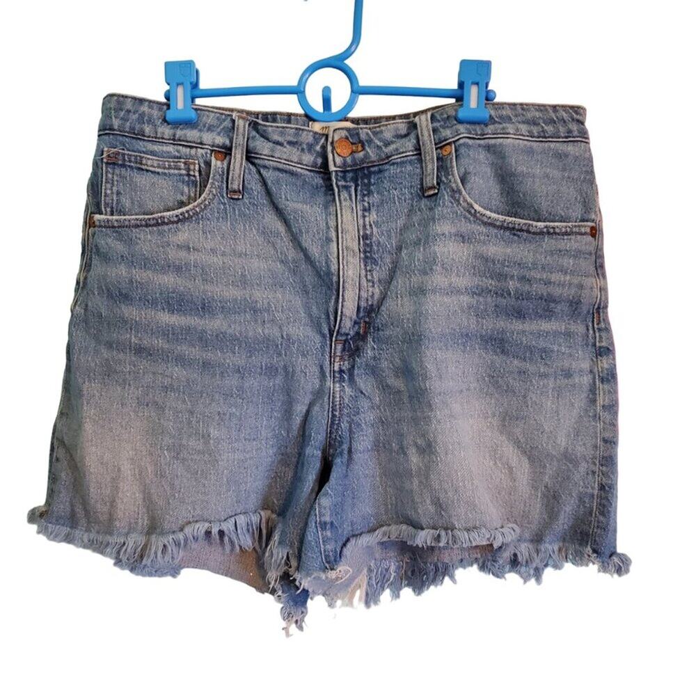 Madewell High Rise Denim Shorts - Chew Raw Fringe Hem Denim Shorts Size 33